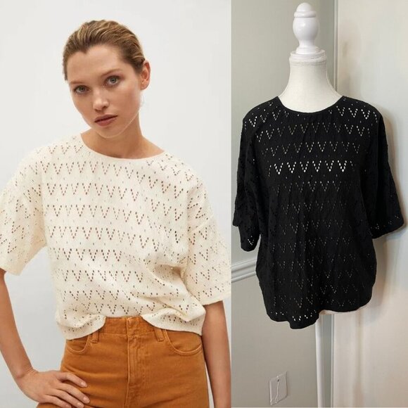 NWT Mango Francis Eyelet Keyhole Blouse XL - Picture 1 of 14